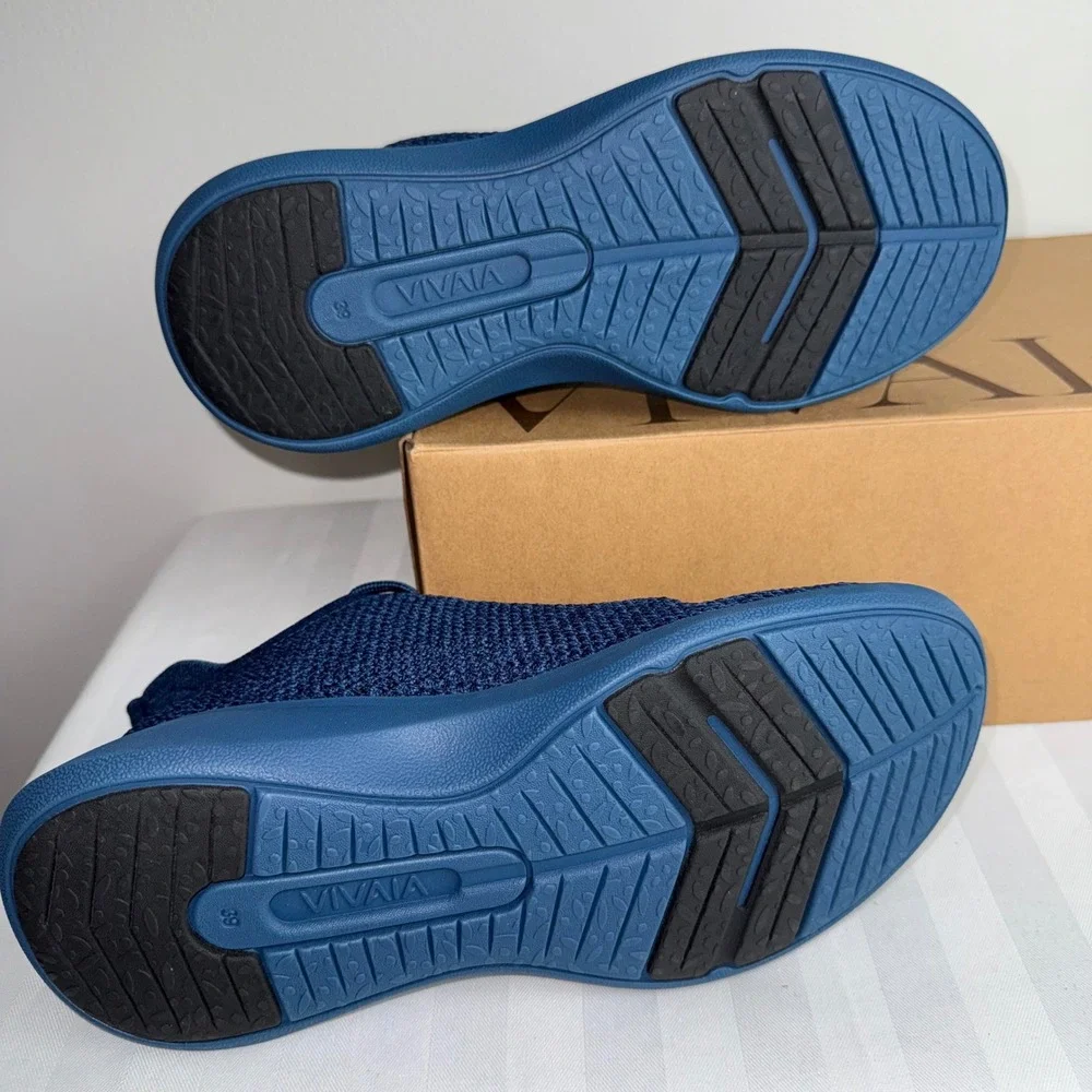Vivaia Unisex Knit‎ Round Toe Slip On Sneakers Navy Blue Walking Shoes Men 6.5